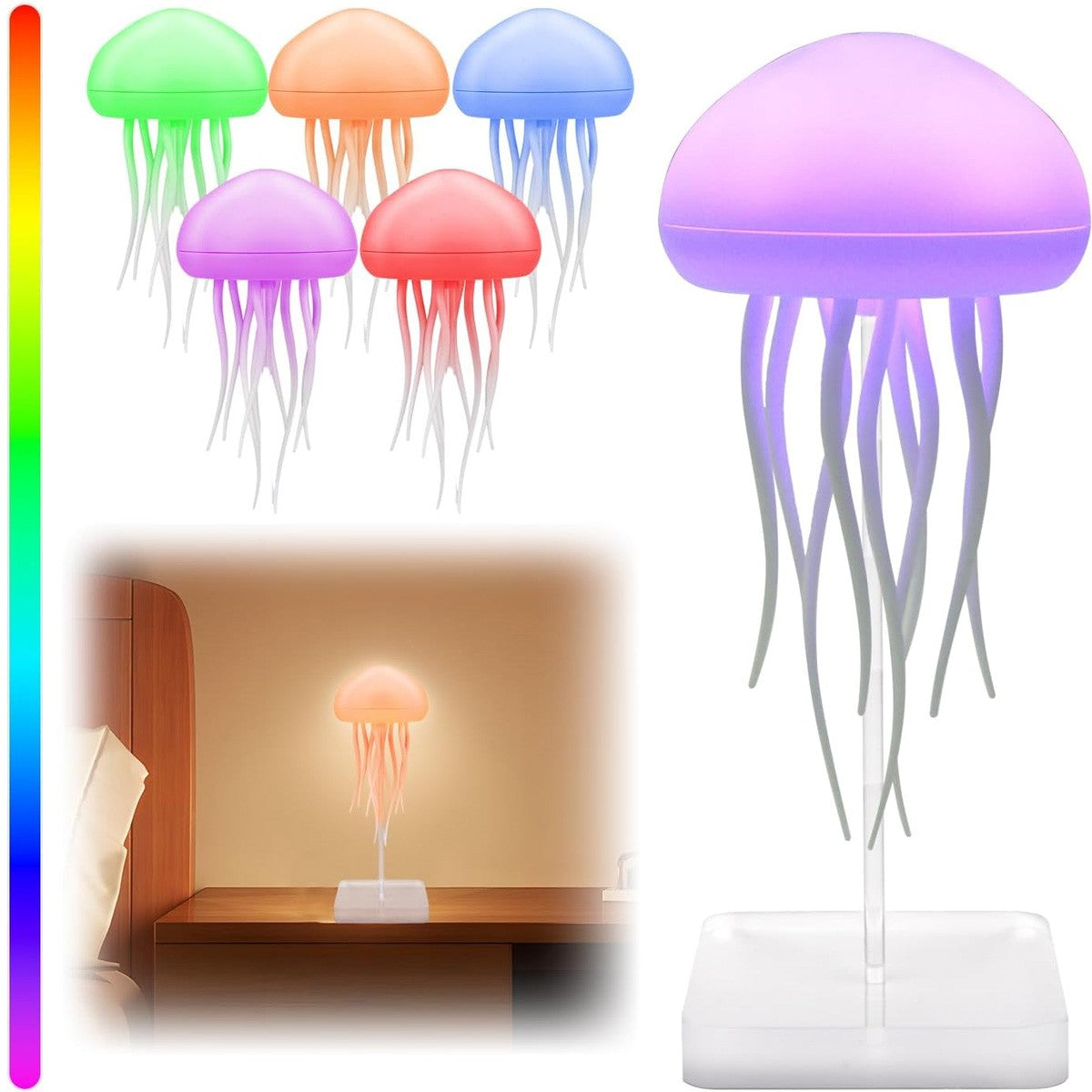 Jellyfish Chandelier Type-C Rechargeable Cute Jellyfish Bedside Lamp
