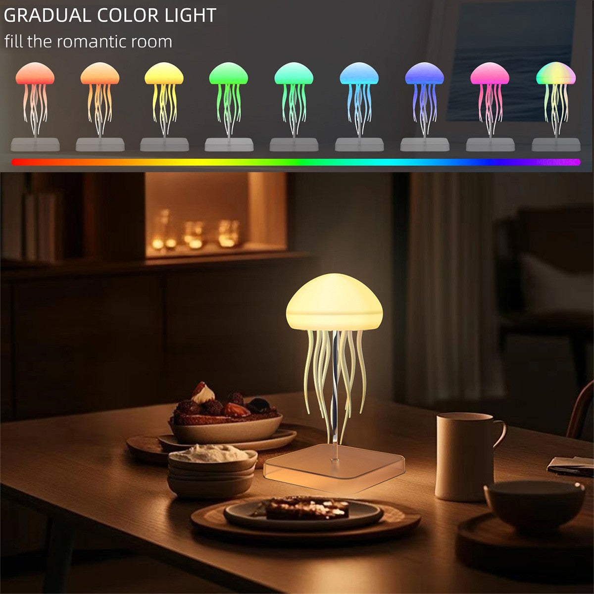 Jellyfish Chandelier Type-C Rechargeable Cute Jellyfish Bedside Lamp
