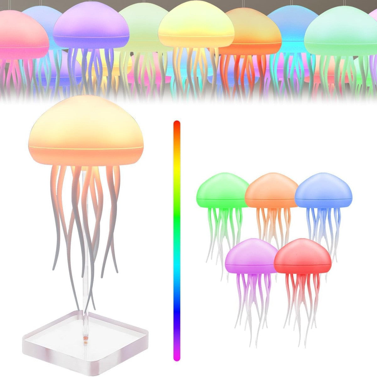 Jellyfish Chandelier Type-C Rechargeable Cute Jellyfish Bedside Lamp